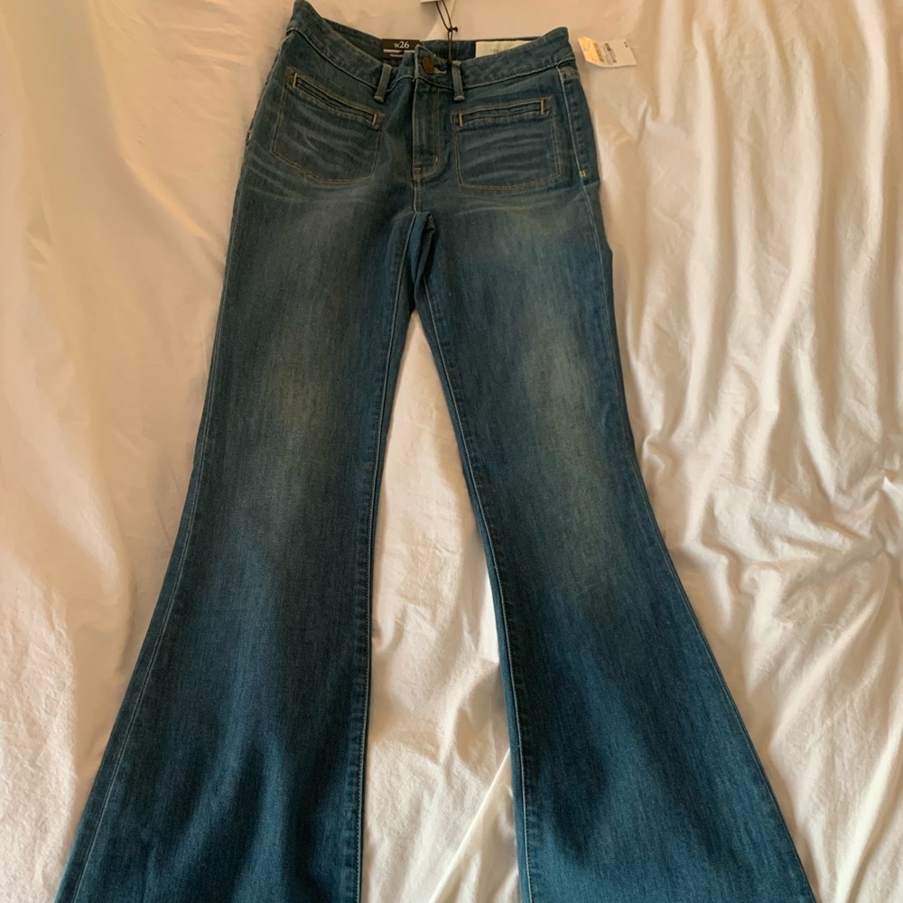 High rise marine dusk vintage stretch flare denim